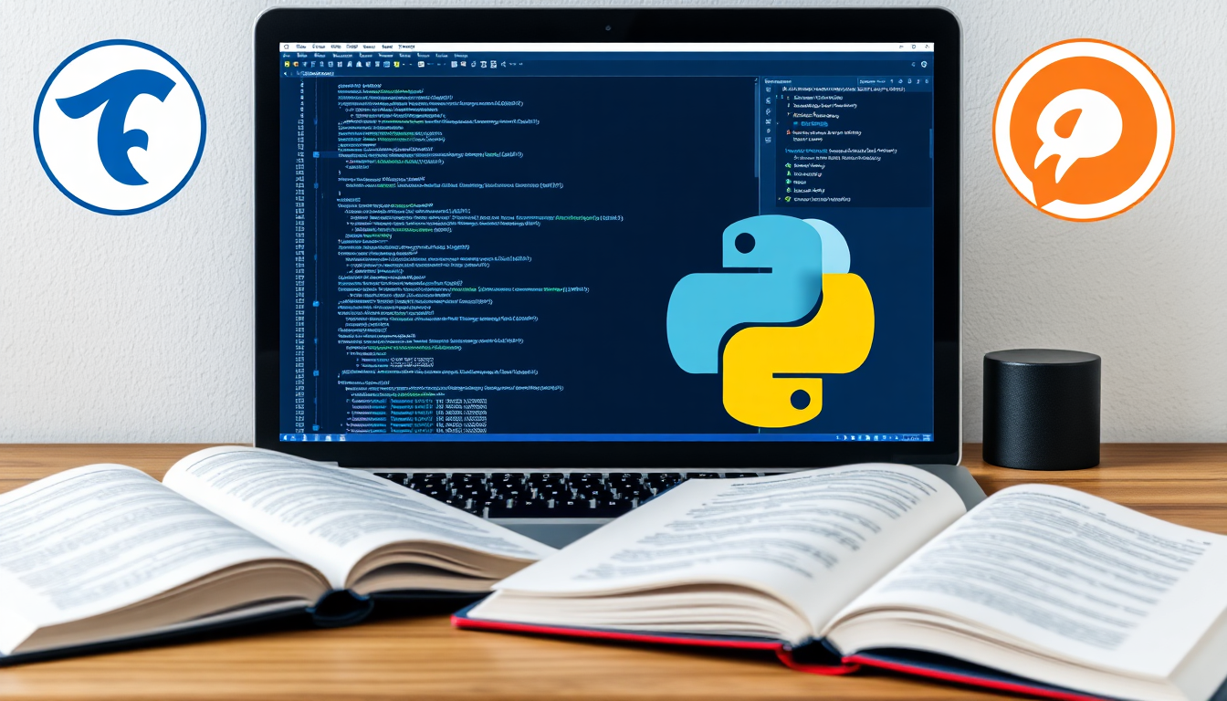 AI 개발자 준비에 필수적인 프로그래밍, 수학, 머신러닝 도구들을 나타내는 공부 공간 이미지