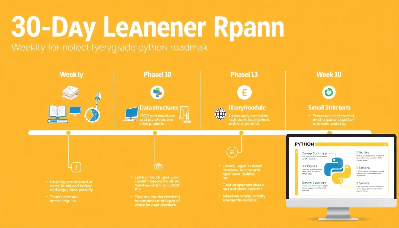 30일 파이썬 학습 로드맵을 보여주는 인포그래픽 이미지